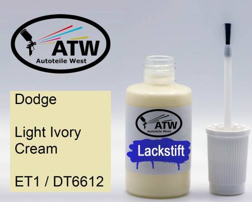 Dodge, Light Ivory Cream, ET1 / DT6612: 20ml Lackstift, von ATW Autoteile West.